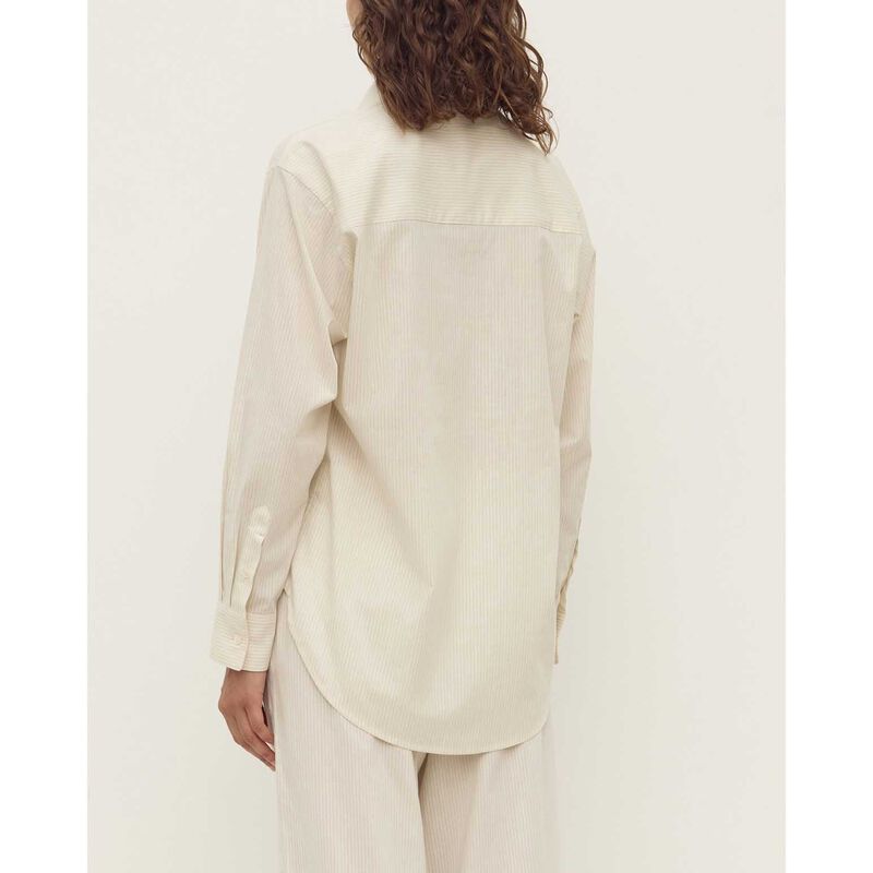 Assembly Label Marina Stripe Fitted Shirt White/Grey Stripe image number 1